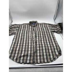 Points West Button Down Shirt Mens Size Large 55% Linen 45% Cotton Stripes Multi
